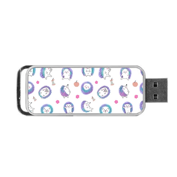 Cute And Funny Purple Hedgehogs On A White Background Portable USB Flash (One Side)