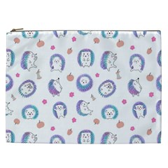 Cute And Funny Purple Hedgehogs On A White Background Cosmetic Bag (XXL)