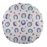 Cute And Funny Purple Hedgehogs On A White Background Large 18  Premium Round Cushions Front