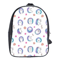 Cute And Funny Purple Hedgehogs On A White Background School Bag (XL)
