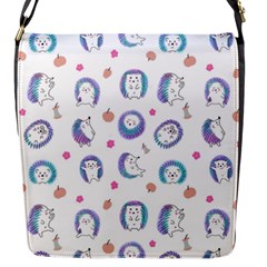 Cute And Funny Purple Hedgehogs On A White Background Flap Closure Messenger Bag (s) by SychEva