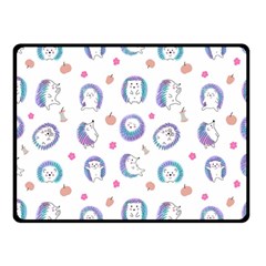 Cute And Funny Purple Hedgehogs On A White Background Double Sided Fleece Blanket (Small) 