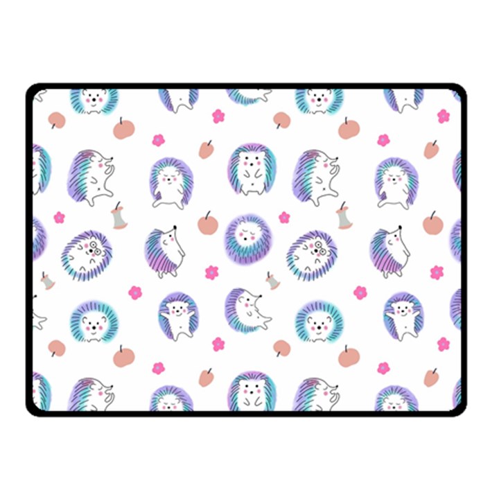 Cute And Funny Purple Hedgehogs On A White Background Double Sided Fleece Blanket (Small) 