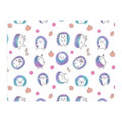 Cute And Funny Purple Hedgehogs On A White Background Double Sided Flano Blanket (mini) 