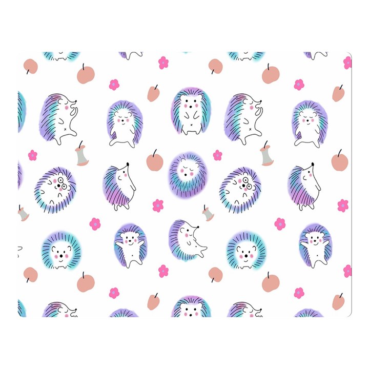 Cute And Funny Purple Hedgehogs On A White Background Double Sided Flano Blanket (Large) 