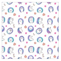 Cute And Funny Purple Hedgehogs On A White Background Large Satin Scarf (Square)