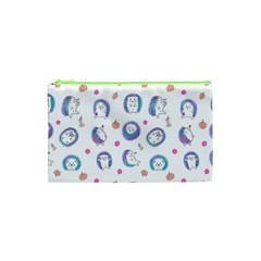 Cute And Funny Purple Hedgehogs On A White Background Cosmetic Bag (XS)