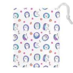Cute And Funny Purple Hedgehogs On A White Background Drawstring Pouch (4XL)