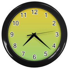 Gradient Yellow Green Wall Clock (black) by ddcreations