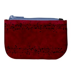 Black Splashes On Red Background Large Coin Purse by SychEva