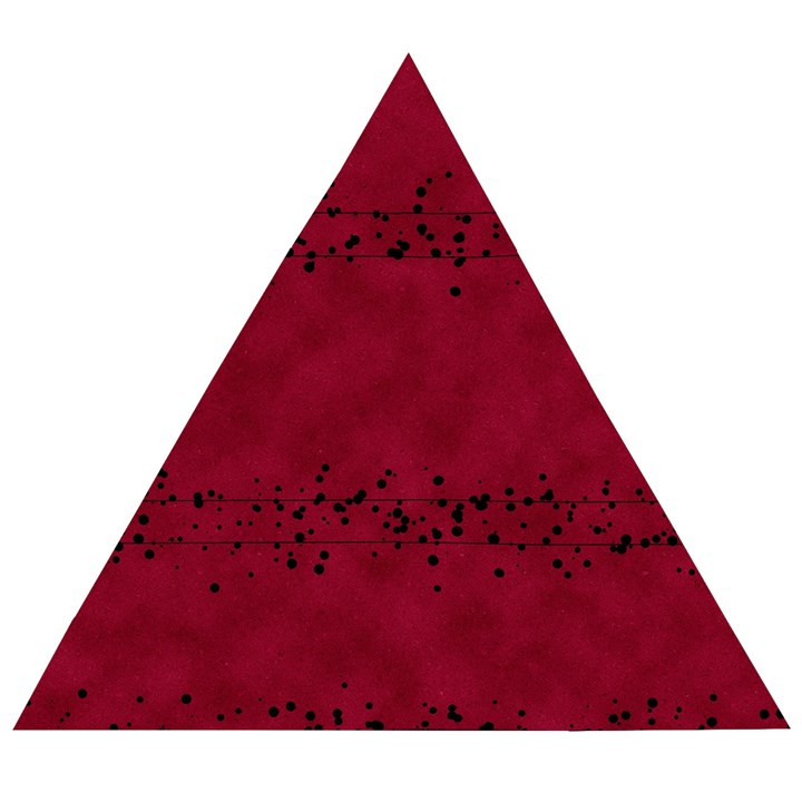 Black Splashes On Red Background Wooden Puzzle Triangle