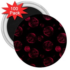 Red Sponge Prints On Black Background 3  Magnets (100 Pack) by SychEva