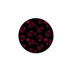 Red Sponge Prints On Black Background Golf Ball Marker by SychEva