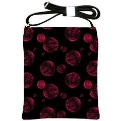 Red Sponge Prints On Black Background Shoulder Sling Bag by SychEva