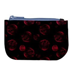 Red Sponge Prints On Black Background Large Coin Purse by SychEva