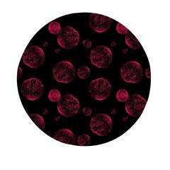 Red Sponge Prints On Black Background Mini Round Pill Box by SychEva