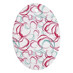 Red And Turquoise Stains On A White Background Oval Ornament (two Sides) by SychEva