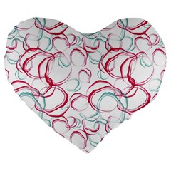 Red And Turquoise Stains On A White Background Large 19  Premium Flano Heart Shape Cushions by SychEva