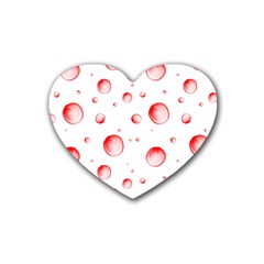 Red Drops On White Background Rubber Coaster (heart)  by SychEva