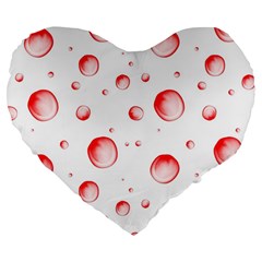 Red Drops On White Background Large 19  Premium Flano Heart Shape Cushions by SychEva