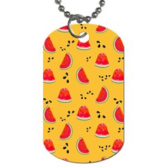 Slices Of Juicy Red Watermelon On A Yellow Background Dog Tag (two Sides) by SychEva