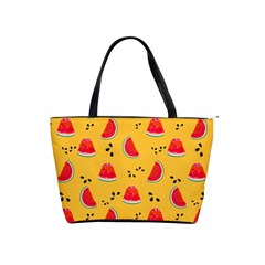 Slices Of Juicy Red Watermelon On A Yellow Background Classic Shoulder Handbag by SychEva