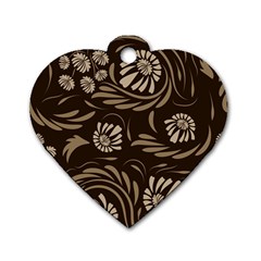 Folk Flowers Pattern  Dog Tag Heart (one Side)