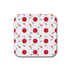 Slices Of Red And Juicy Watermelon Rubber Coaster (square)  by SychEva