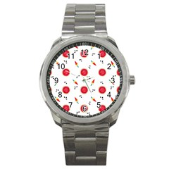 Slices Of Red And Juicy Watermelon Sport Metal Watch by SychEva