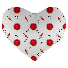 Slices Of Red And Juicy Watermelon Large 19  Premium Flano Heart Shape Cushions by SychEva