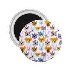 Funny Animal Faces With Glasses On A White Background 2.25  Magnets