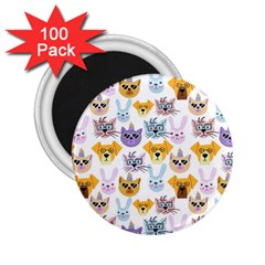 Funny Animal Faces With Glasses On A White Background 2 25  Magnets (100 Pack)  by SychEva