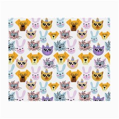 Funny Animal Faces With Glasses On A White Background Small Glasses Cloth by SychEva