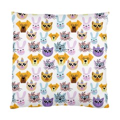 Funny Animal Faces With Glasses On A White Background Standard Cushion Case (one Side) by SychEva