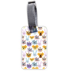 Funny Animal Faces With Glasses On A White Background Luggage Tag (two sides)