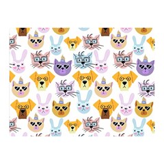 Funny Animal Faces With Glasses On A White Background Double Sided Flano Blanket (Mini) 