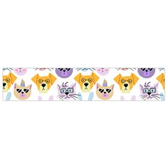 Funny Animal Faces With Glasses On A White Background Small Flano Scarf by SychEva