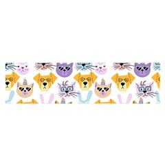 Funny Animal Faces With Glasses On A White Background Satin Scarf (oblong) by SychEva