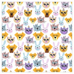 Funny Animal Faces With Glasses On A White Background Lightweight Scarf 