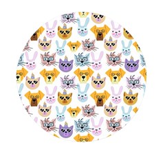 Funny Animal Faces With Glasses On A White Background Mini Round Pill Box (pack Of 3) by SychEva