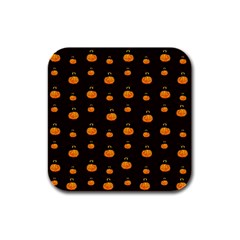 Halloween Pumpkins Pattern, Witch Hat Jack O  Lantern Rubber Square Coaster (4 Pack)  by Casemiro