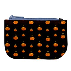 Halloween Pumpkins Pattern, Witch Hat Jack O  Lantern Large Coin Purse by Casemiro