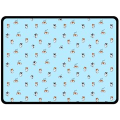 Cute Kawaii Dogs Pattern At Sky Blue Fleece Blanket (large)  by Casemiro