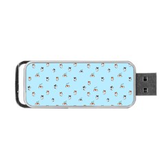 Cute Kawaii Dogs Pattern At Sky Blue Portable Usb Flash (one Side) by Casemiro