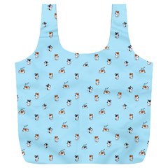 Cute Kawaii Dogs Pattern At Sky Blue Full Print Recycle Bag (xxl)