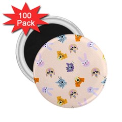 Funny Animal Faces With Glasses Cat Dog Hare 2 25  Magnets (100 Pack)  by SychEva