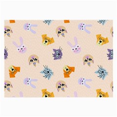 Funny Animal Faces With Glasses Cat Dog Hare Large Glasses Cloth (2 Sides) by SychEva