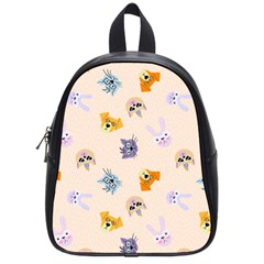 Funny Animal Faces With Glasses Cat Dog Hare School Bag (small) by SychEva