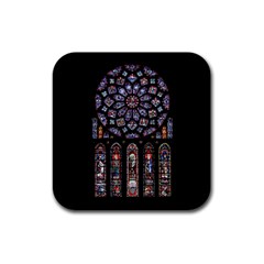 Chartres-cathedral-notre-dame-de-paris-amiens-cath-stained-glass Rubber Square Coaster (4 Pack) 