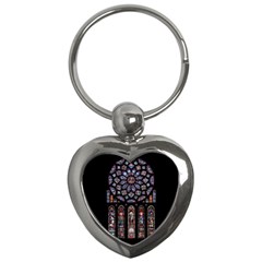 Chartres-cathedral-notre-dame-de-paris-amiens-cath-stained-glass Key Chain (heart)